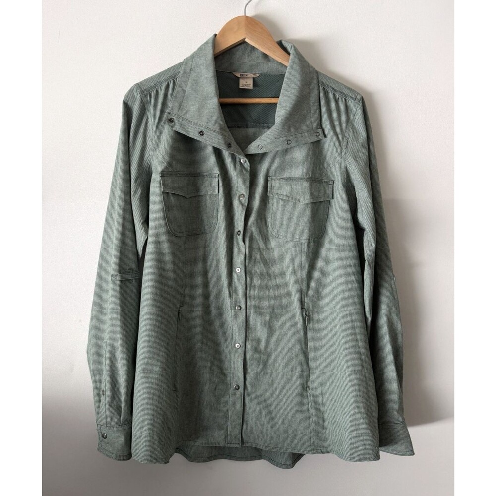 Duluth Trading Co Shirt Womens Large Green Sol Survivor Sun Protection Vented